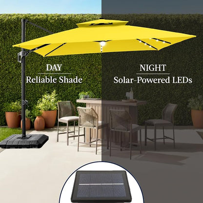Best Choice Products 12x12ft LED Cantilever Patio Umbrella w/Base Included & - Image 6