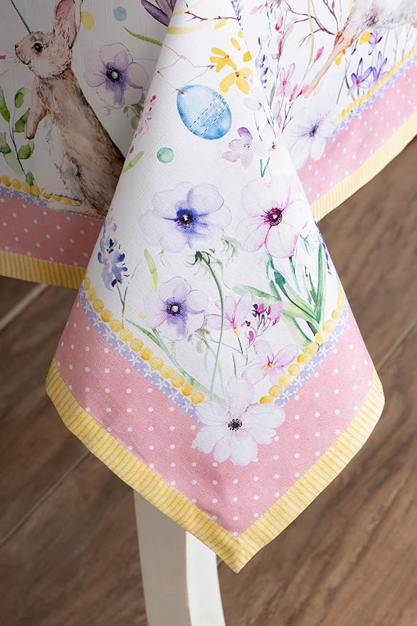 Maison d' Hermine Table Cloth Rectangle Table 100% Cotton 70 x 140 Inches Tablecloth Reusable Decorative for Dining Room, Farmhouse, Home, Party, Festive & Wedding Spring Summer - Easter Zest