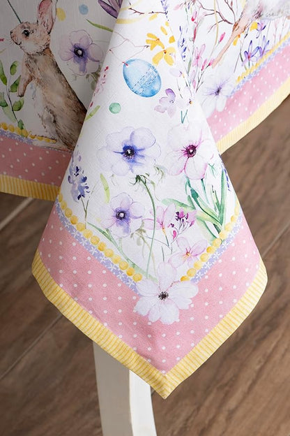 Maison d' Hermine Table Cloth Rectangle Table 100% Cotton 70 x 120 Inches Tablecloth Reusable Decorative for Dining Room, Farmhouse, Home, Party, Festive & Wedding Spring Summer - Easter Zest