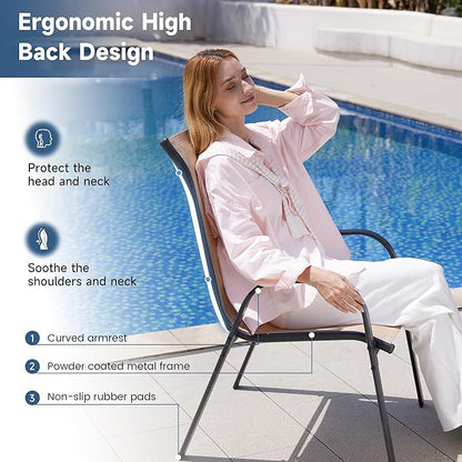 Amopatio Patio Chairs Set of 4, Outdoor Stackable Dining Chairs - Image 4