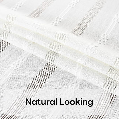 White Cotton Tablecloth for Rectangle Table Heavy Duty Farmhouse Vintage Tablecloth Washable Rustic Table Cover (White, 52''x 98'')
