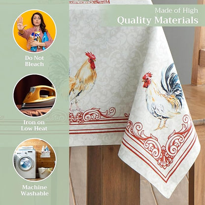 Maison d' Hermine Table Cloth Rectangle Table 100% Cotton 70 x 120 Inches Tablecloth Reusable Decorative Everyday Use for Dining Room, Farmhouse, Home Party, Festive & Wedding Spring Summer - Campagne