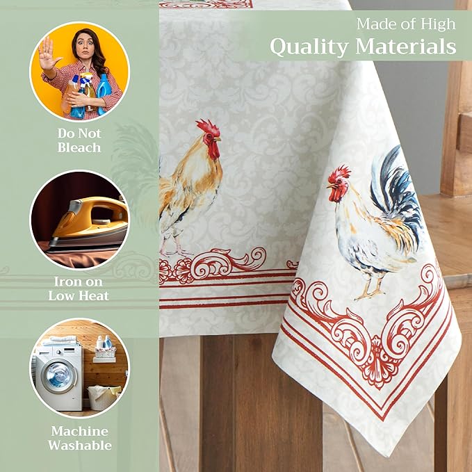 Maison d' Hermine Table Cloth Rectangle Table 100% Cotton 60 x 108 Inches Tablecloth Reusable Decorative Everyday Use for Dining Room, Farmhouse, Home Party, Festive & Wedding Spring Summer - Campagne