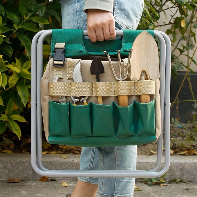 Folding Gardening Stool with Detachable Storage Tote Bag, Portable Garden Seat - Image 9