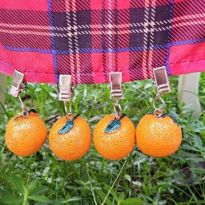 TwoFish Home Set of 4 Orange Fruits Resin Tablecloth Weights Clips Orange Fruits Handicraft Tablecloth Clips Pack of 4