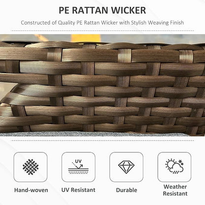 Outsunny 29 Gallon Patio Wicker Storage Bench Outdoor PE Rattan Dark Blue | - Image 4