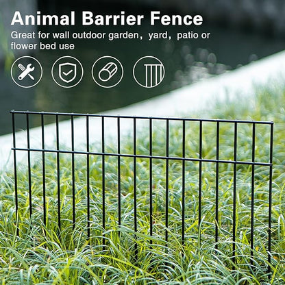 Adavin Small/Medium Animal Barrier Fence,15 Pack 24 in(L)X 15 in(H) Underground Decorative Garden Fencing, Dog Rabbits fences Black Metal Fence Panel Ground Stakes for Outdoor Patio.Total length 30 Ft