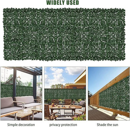 Faux Ivy Fence Privacy Screen Outdoor Expandable Artificial Greenery Roll Fake Hedge Wall Patio Green Plastic Leaf Plant Vine Grass Panels Gate Covering for Garden Yard Balcony (100x60 in)