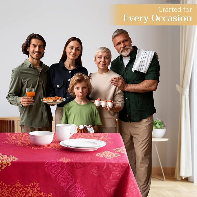 Maison d' Hermine Table Cloth Rectangle Table 100% Cotton 70 x 108 Inches Fall Tablecloth Reusable Everyday Use for Thanksgiving Christmas Decorations Dining Farmhouse Party (Versailles)