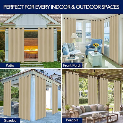PureFit Outdoor Curtains for Patio Waterproof Weatherproof Outside Curtains | - Image 5
