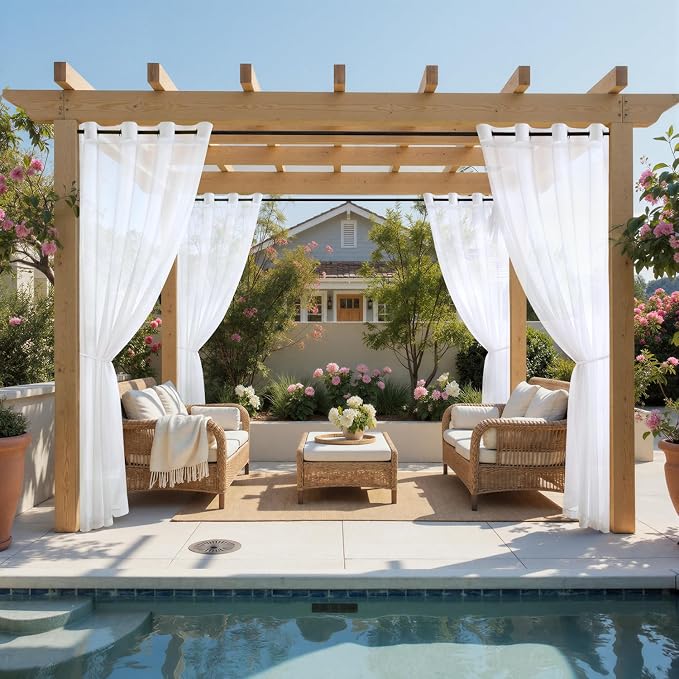 MIULEE White Outdoor Curtain for Patio Waterproof 4 Panels 54 x 84 Inch | - Image 2