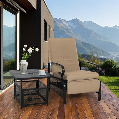 Incbruce 2 Pieces Outdoor Lounge Recliner Set, Adjustable Metal Recliner Sofa - Image 8