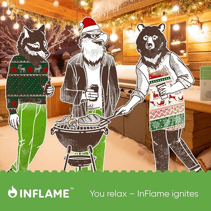 Inflame Fire Starters 70 pcs Fire Starters for Campfires, Grill, BBQ, Fireplace, Woodstove - Charcoal Starter - Waterproof, Weather-Resistant - Natural Wood Fireplace Starters