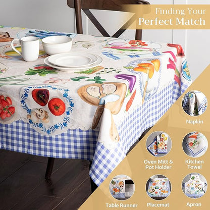 Maison d' Hermine Table Cloth Rectangle Table 100% Cotton 60 x 108 Inches Tablecloth Reusable Decorative Everyday Use for Dining Room, Farmhouse, Home Party, Festive & Wedding Spring Summer - Gourmand
