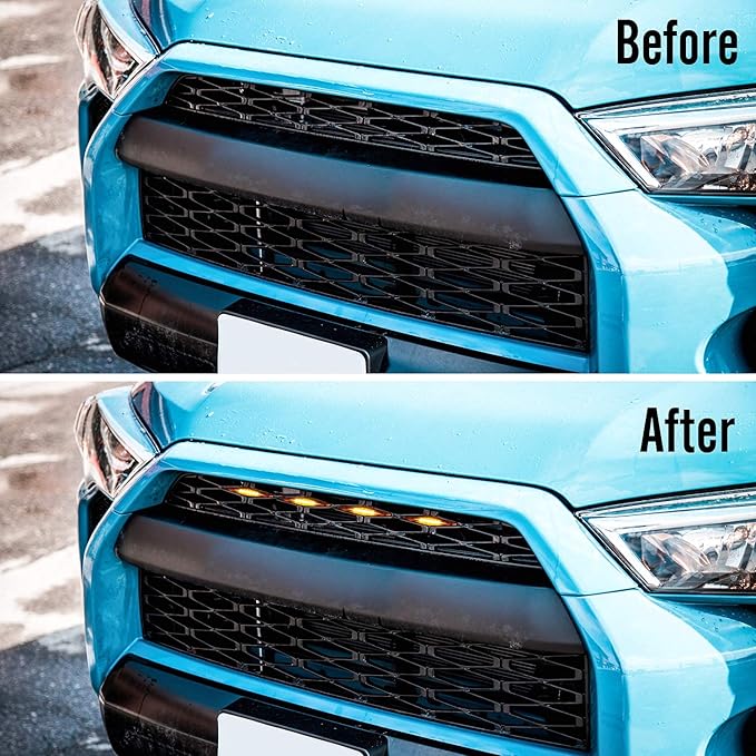 Seven Sparta 4 PCS Grill Led Lights Compatible with Toyota 4Runner 2014-2024 TRD Pro Grille and 2014-2019 SR5, Premium, Limited, TRD Off-Road, Fuse and Instruction Included (Amber)