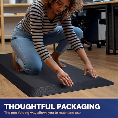 FEATOL Anti Fatigue Mat for Standing, 9/10 Extra Thick Ergonomic Standing Desk Mat, Comfort & Durable Memory Foam Standing Mat at Home,Office All Day (20" x 39", Black, 2PC)