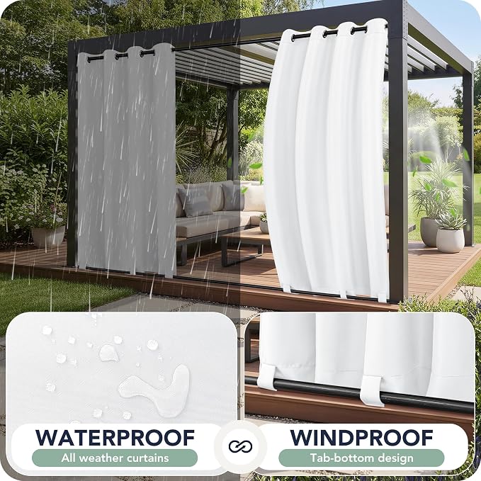 Patio Curtains Outdoor Waterproof 6 Panels, Porch Sun Shade | Weatherproof & - Image 2