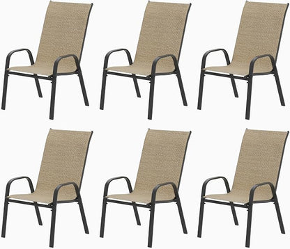 Patio Chairs Set of 6, Outdoor Stackable Dining Chairs by VaJouer