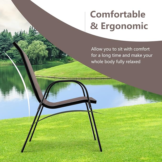 Giantex Patio Chairs Set of 2, Stackable Outdoor Dining Chairs - Image 7