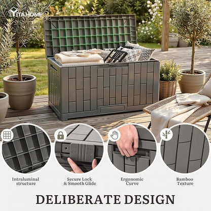 YITAHOME 60 Gallon Outdoor Storage Box w/Slide-Locking Lid | Large Water - Image 3