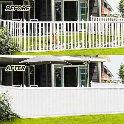 LOVE STORY Balcony Privacy Screen, 3'x6' Deck Shield Screen Fence Cover,UV Protection and Weather-Resistant,3 FT Height for Deck, Patio, Backyard, Outdoor Pool, Porch, Railing, White