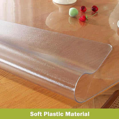 Frosted Clear Table Protector 24 x 48 Inch, 1.5mm Thick Plastic Table Cover, Waterproof PVC Clear Table Cover Protector, Desk Protector Mat, Writing Desk Pad for Desktop, Coffee & Dining Room Table
