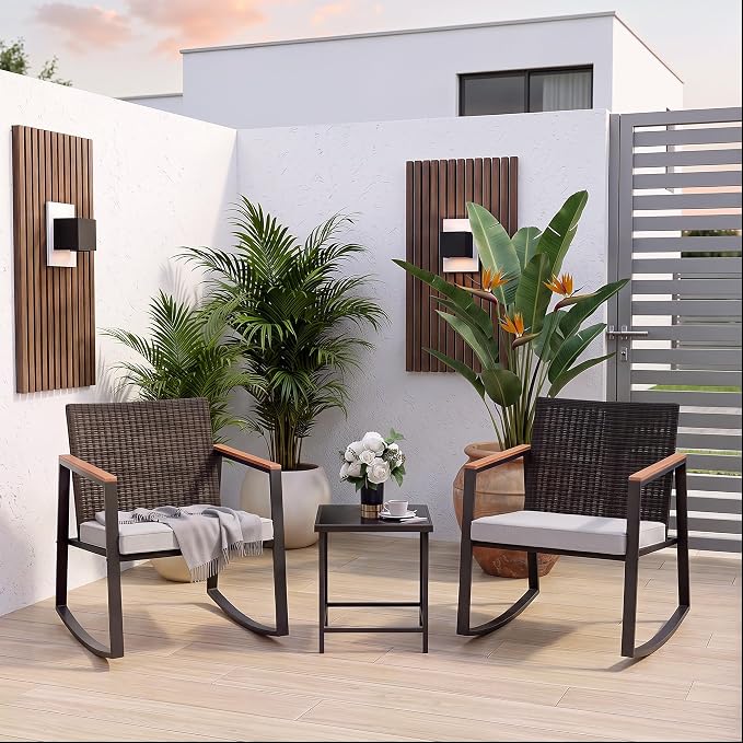Gizoon 3 Pieces Rocking Patio Bistro Set | - Image 2
