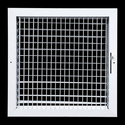 Fits 14x14 Duct Opening Steel Adjustable Air Supply Grille by Handua | Register Vent Cover Grill for Sidewall and Ceiling | White | Outer Dimensions: 15.75" X 15.75"