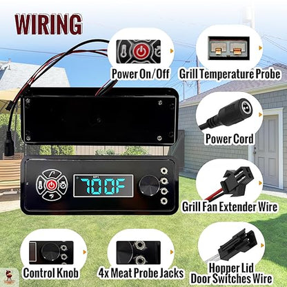 Replacement Non-WiFi Controller Combo Set for Masterbuilt Gravity Series 560/800/1050 Digital Charcoal Grill + Smoker – Full Kit Includes Control Panel, 4 Meat Probes, 3 Door Switches & Power Adapter