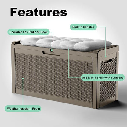 70 Gal Waterproof Outdoor Storage Box UV Resistant Deck Box | Storage bench - Image 6