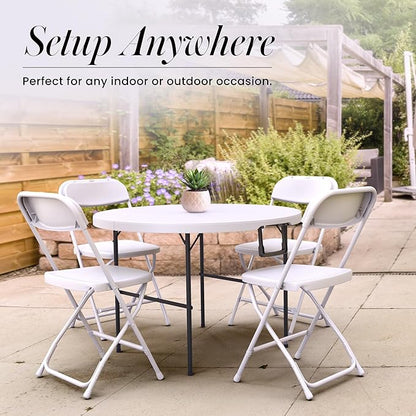 3.5 Feet Circular Round Foldable Table with Built in Handle & Steel Legs | Heavy Duty Portable | Perfect for Party, Dining, Wedding, Events, Picnic Indoor, Outdoor, Camping, Utility