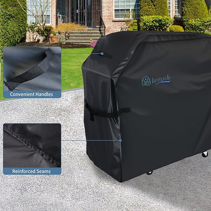 Grill Cover, Heavy Duty BBQ Grill Cover for Outdoor Grill, Waterproof, Anti-UV, Rip-Proof, Barbecue Cover with Adjustable Straps, Compatible for Weber, Charbroil, etc. Black (58'' x 24'' x 48'')