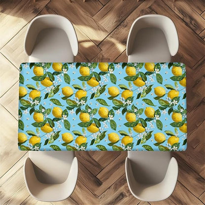 Rectangle Table Cloth Cover Waterproof Elastic Fitted Polyester Fitted Tablecloths for 4 Foot Tables for Indoor,Picnic, Camping, Outdoor （48" x 24"，Lemon）