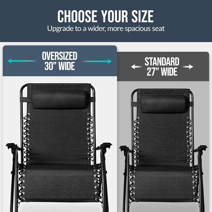 Best Choice Products Set of 2 Extra Wide Adjustable Steel Mesh Zero Gravity - Image 4