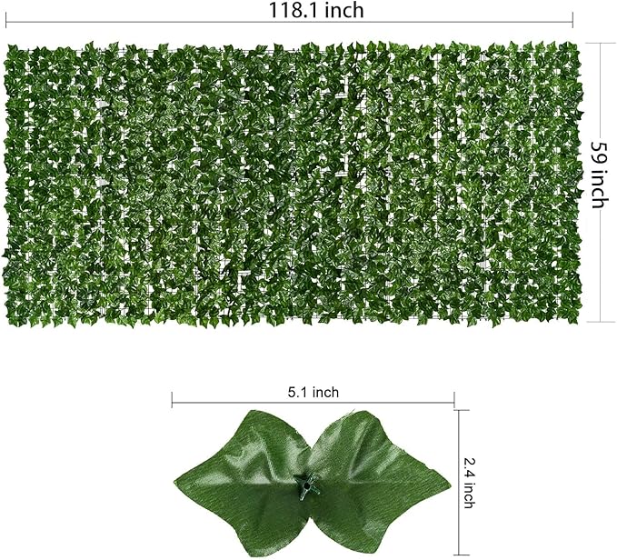 DearHouse Artificial Ivy Privacy Fence, 118x59in Artificial Hedges Fence and Faux Ivy Vine Leaf Decoration for Outdoor Garden Decor