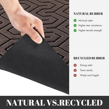 Yimobra Large Door Mat Outside Entrance 47x24, Waterproof Heavy Duty Outdoor Mats for Front Door, Non Slip Rubber Entry Mat for Garage Patio Indoor, Easy Clean, Brown