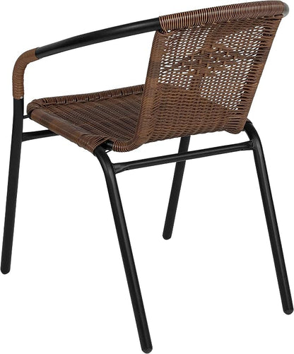 Flash Furniture Lila Modern Rattan Indoor/Outdoor Stackable Dining Chairs - Image 9