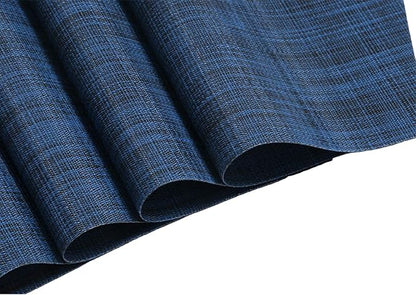 SHACOS Small Round Table Placemats Wedge Placemat Set of 4 Non Slip Heat Resistant Woven Vinyl Table Mats Wipe Clean Indoor Outdoor (4, Blue Black)