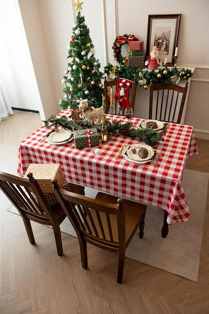 Waterproof Plaid Tablecloth Fabric - Square 58x58 Inch Classic Gingham Checker Table Cloth for Indoor/Outdoor Use - Buffalo Table Cover for Picnics, BBQs, and Parties