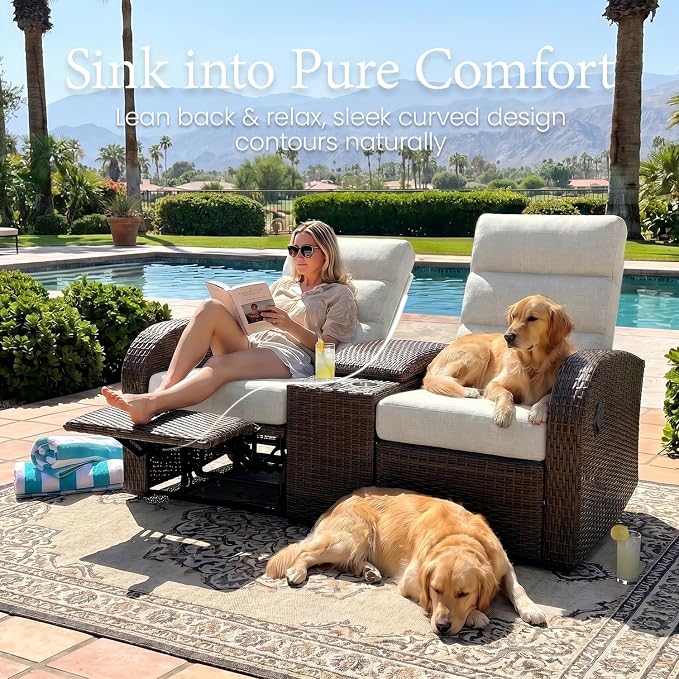 Oversized Wicker Outdoor Recliner Lovseat - Image 5