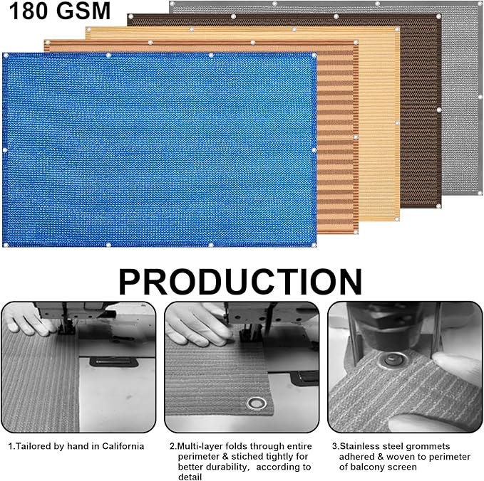 Eden's Decor Balcony Privacy Screen Brown/Khaki 4'x 22' Cover Mesh Windscreen Weather-Resistant UV Protection for Backyard Deck, Patio, Balcony, Pool, Porch, Fence, Railing, Gardening