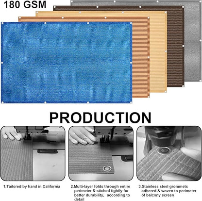 Eden's Decor Balcony Privacy Screen Brown 2'6"x 5' Cover Mesh Windscreen Weather-Resistant UV Protection for Backyard Deck, Patio, Balcony, Pool, Porch, Fence, Railing, Gardening