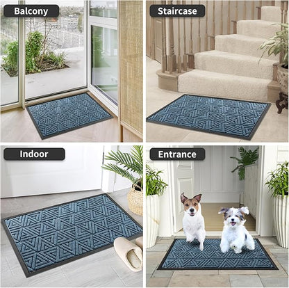 Yimobra Large Door Mat 36x24, All-Weather Waterproof Non-Slip Welcome Matt Outdoor, Heavy Duty Non Slip Doormat for Entryway for Patio and Garage Indoor, Easy Clean, Mix Blue
