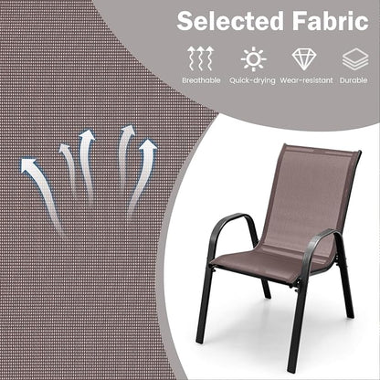 COSTWAY Patio Stackable Dining Chairs Set of 2 - Image 4