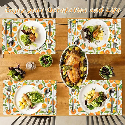 Placemats Set of 4 - Faux Leather Heat Resistant Placemats for Dinner Table, Non-Slip Waterproof Oil-Proof Washable Reusable Placemat for Indoor Outdoor Kitchen Decor, 15.75In*11.81In