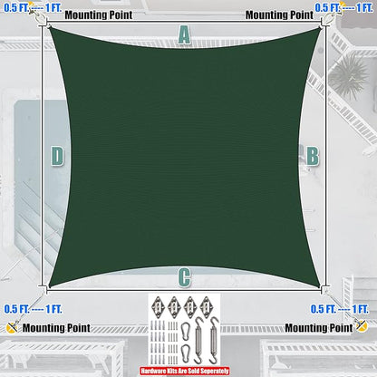 Amgo Custom Size 15' x 24' Green Rectangle Square Sun Shade Sail UPF50+ - Image 7