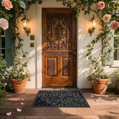Yimobra Large Door Mat Outside Entrance 36x24, Waterproof Sturdy Outdoor Mats for Front Door, Heavy Duty Non-Slip Doormat for Garage Patio Entryway Indoor, Easy Clean, Black