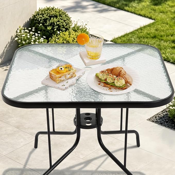 Patio Dining Table for 4 with Umbrella Hole | Outdoor 5 Piece Dining Set 36" x - Image 7