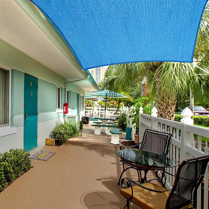 Eden's Decor Straight Flat-Edged Sun Shade Sail Rectangular 12' x 15' Blue - Image 5