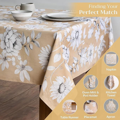 Maison d' Hermine Table Cloth Rectangle Table 100% Cotton 60 x 108 Inches Fall Tablecloth Reusable Everyday Use for Thanksgiving Christmas Decorations Dining Farmhouse Party (Pretty Autumn)